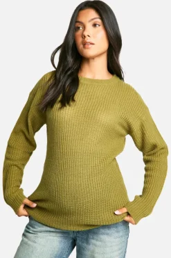 Jumpers|Up To 80% Off Winter Warmers*boohoo Maternity Crew Neck Jumper khaki