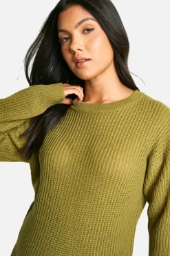 Jumpers|Up To 80% Off Winter Warmers*boohoo Maternity Crew Neck Jumper khaki