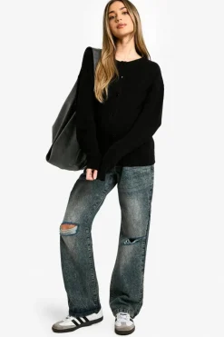 Cardigans|Up To 80% Off Winter Warmers*boohoo Maternity Fine Knit Crew Neck Cardigan true black