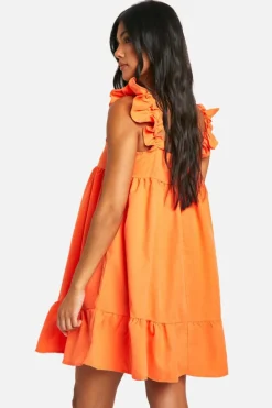 Smock Dresses*boohoo Maternity Frill Sleeve Smock Mini Dress orange