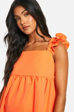 Smock Dresses*boohoo Maternity Frill Sleeve Smock Mini Dress orange
