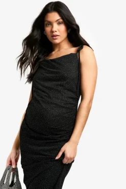Bodycon Dresses|Maxi Dresses*boohoo Maternity Glitter Mesh Low Back Maxi Dress black