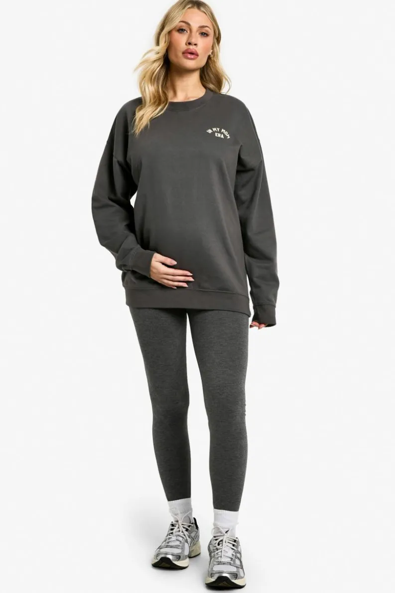 Sweatshirts|Activewear*boohoo Maternity In My Mom Era Slogan Oversized Sweatshirt charcoal