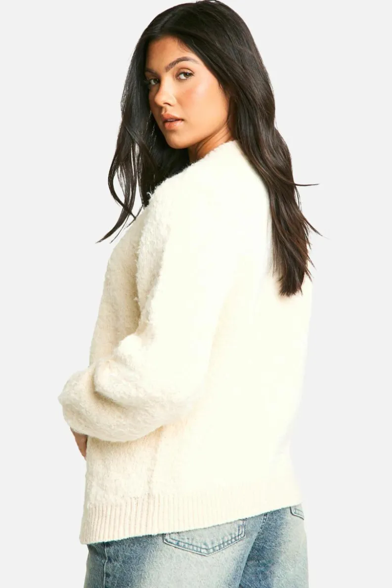 Cardigans|Up To 80% Off Winter Warmers*boohoo Maternity Knitted Bomber Jacket ecru