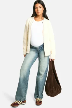 Cardigans|Up To 80% Off Winter Warmers*boohoo Maternity Knitted Bomber Jacket ecru