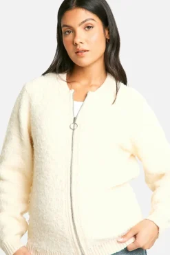 Cardigans|Up To 80% Off Winter Warmers*boohoo Maternity Knitted Bomber Jacket ecru
