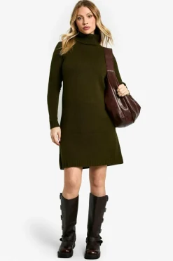 Jumper Dresses|Jumper Dresses*boohoo Maternity Knitted Roll Neck Dress dark olive