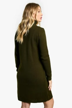 Jumper Dresses|Jumper Dresses*boohoo Maternity Knitted Roll Neck Dress dark olive