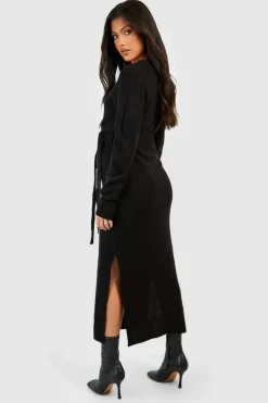 Jumper Dresses|Jumper Dresses*boohoo Maternity Knitted Split Midaxi Dress black