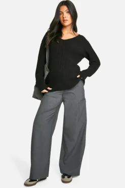 Jumpers|Up To 80% Off Winter Warmers*boohoo Maternity Knitted V Neck Jumper black
