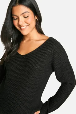 Jumpers|Up To 80% Off Winter Warmers*boohoo Maternity Knitted V Neck Jumper black