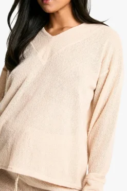 Oversized Jumpers|Jumpers*boohoo Maternity Lounge Soft Textured Oversized V Neck Jumper stone