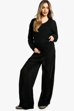 Jumpers|Oversized Jumpers*boohoo Maternity Lounge Soft Textured Oversized V Neck Jumper black