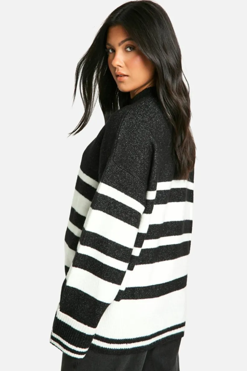 Oversized Jumpers|Jumpers*boohoo Maternity Mixed Stripe Oversized Jumper black