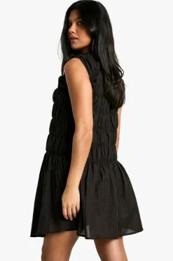 Smock Dresses|Mini Dresses*boohoo Maternity Shirred Mini Dress dark brown