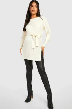 Jumpers|Knitwear*boohoo Maternity Side Split Knitted Tie Waist Jumper oatmeal