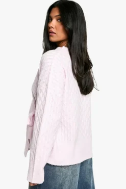Cardigans|Jumpers & Cardigans*boohoo Maternity Soft Cable Knitted Wrap Cardigan pink