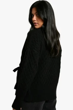 Cardigans|Up To 80% Off Winter Warmers*boohoo Maternity Soft Cable Knitted Wrap Cardigan black