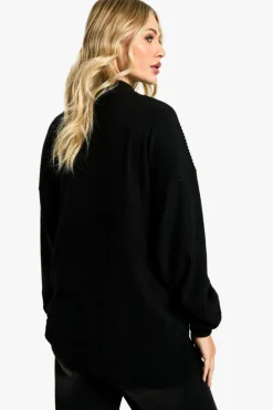 Jumpers|Jumpers & Cardigans*boohoo Maternity Soft Knit Half Zip Jumper black