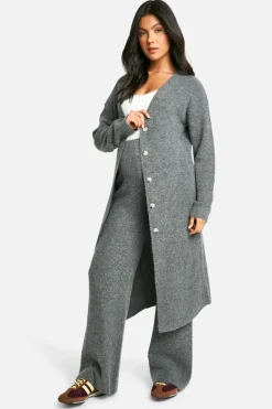 Cardigans*boohoo Maternity Soft Knit Longline Knitted Cardigan charcoal