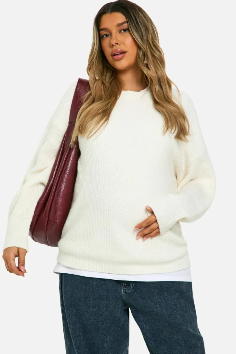 Oversized Jumpers|Jumpers*boohoo Maternity Soft Knit Oversized Jumper ecru