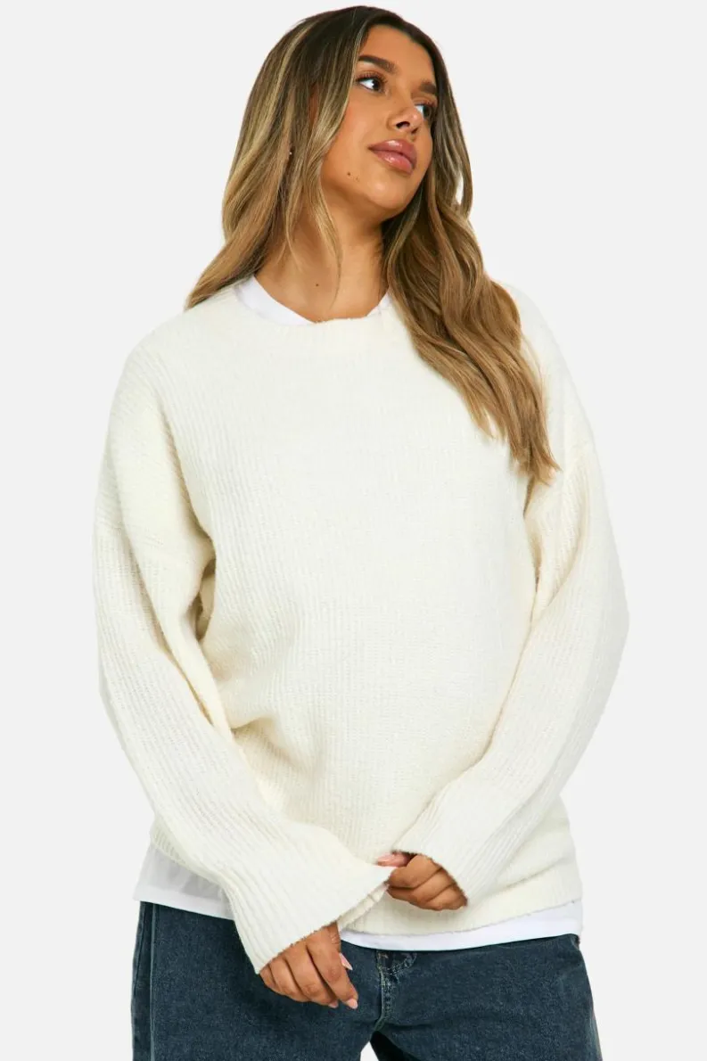 Oversized Jumpers|Jumpers*boohoo Maternity Soft Knit Oversized Jumper ecru