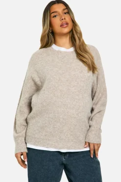 Oversized Jumpers*boohoo Maternity Soft Knit Oversized Jumper stone