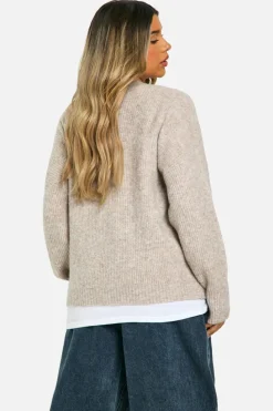 Oversized Jumpers*boohoo Maternity Soft Knit Oversized Jumper stone