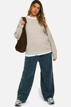 Oversized Jumpers*boohoo Maternity Soft Knit Oversized Jumper stone