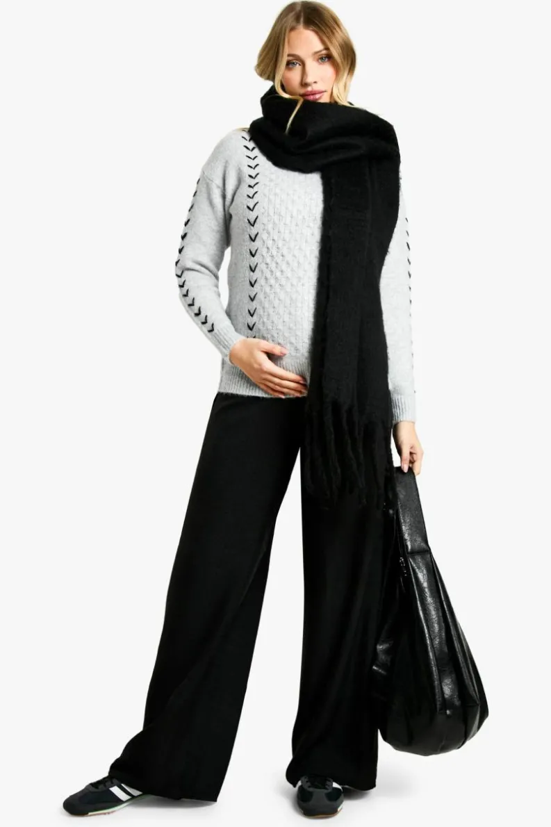 Oversized Jumpers|Jumpers*boohoo Maternity Soft Knit Stitch Detail Oversized Jumper grey
