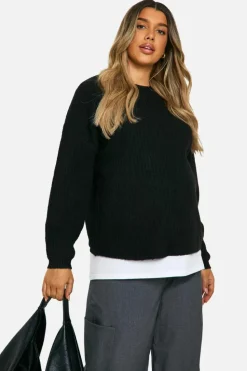 Jumpers*boohoo Maternity Soft Rib Knit Balloon Sleeve Jumper black