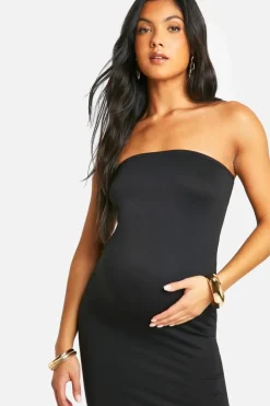 Bodycon Dresses*boohoo Maternity Soft Touch Bandeau Maxi Dress black