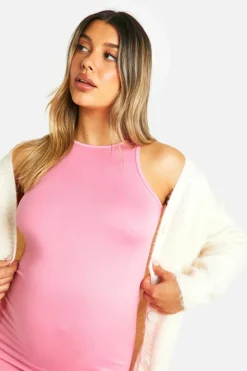 Midi Dresses*boohoo Maternity Super Soft Racer Neck Midi Dress pink