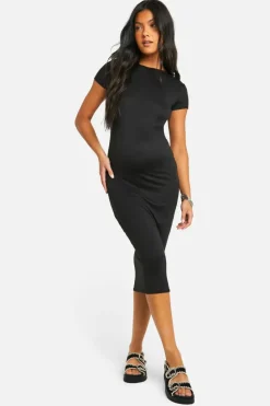 Bodycon Dresses*boohoo Maternity Super Soft Short Sleeve Midaxi Dress black