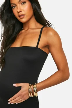 Midi Dresses*boohoo Maternity Super Soft Strappy Midi Dress black