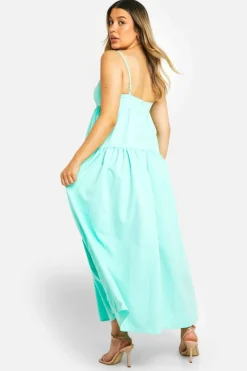 Smock Dresses|Dresses*boohoo Maternity Tiered Strappy Smock Midaxi Dress turquoise
