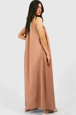 Smock Dresses*boohoo Maternity Trapeze Midaxi Dress brown