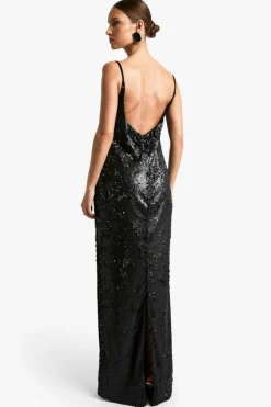 Cami Dresses|Maxi Dresses*boohoo Matte Sequin Cowl Slip Maxi Dress black