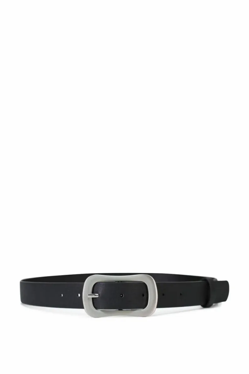 Belts*My Accessories London Matte Silver Chunky Buckle Belt Black