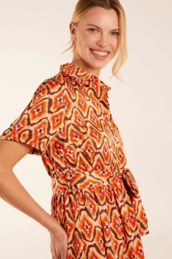 Shirt Dresses*Blue Vanilla Maxi Shirt Belt Dress Orange