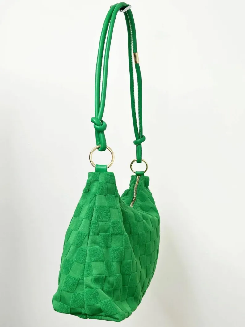 Shoulder Bags|Handbags*SVNX Medium Handbag in Checked Cloth Green