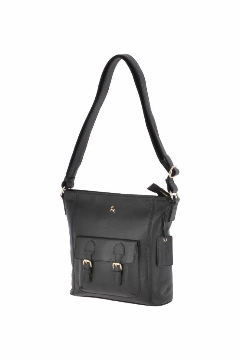 Shoulder Bags*Ashwood Leather Medium Leather Shoulder Bag Black