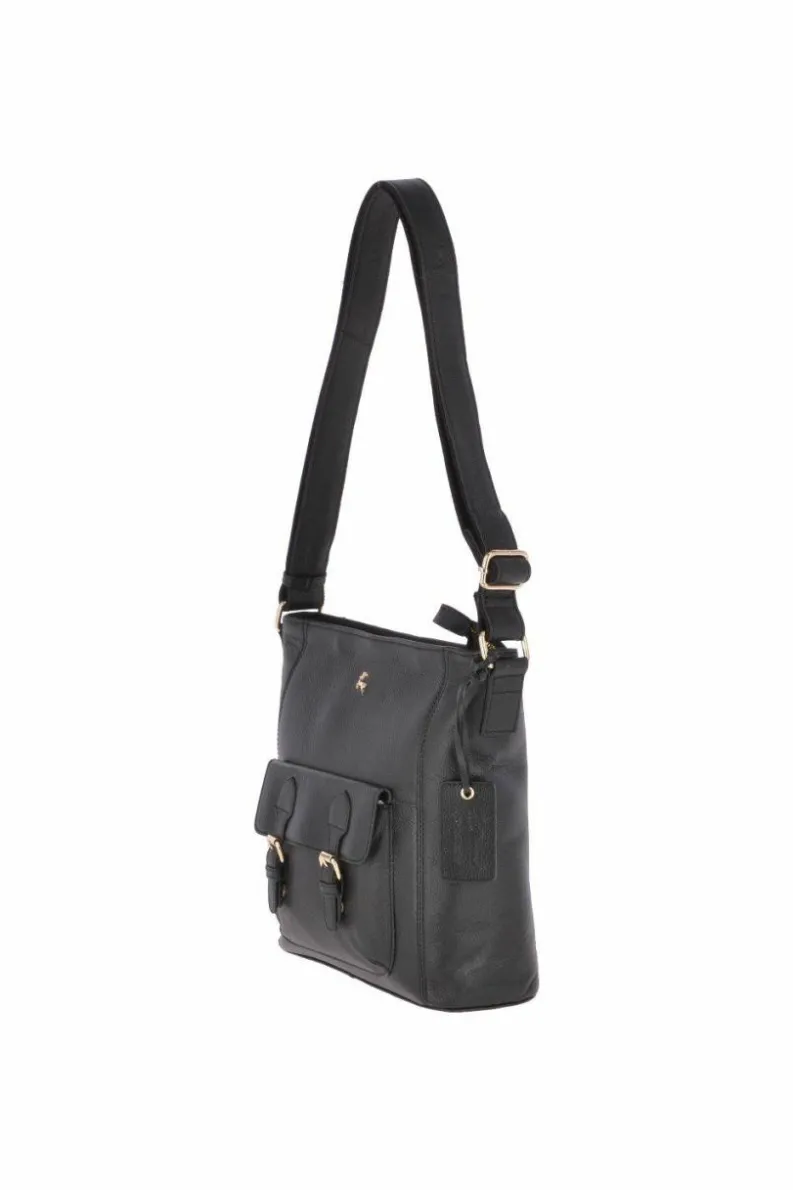 Shoulder Bags*Ashwood Leather Medium Leather Shoulder Bag Black