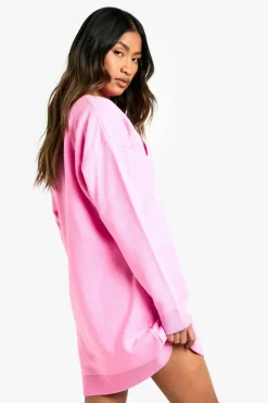 Jumper Dresses|Jumper Dresses*boohoo Merry and Bright Knitted Christmas Dress pink