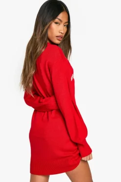 Jumper Dresses|Jumper Dresses*boohoo Merry Slogan Christmas Jumper Dress red