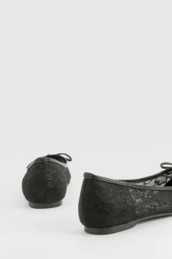 Flats*boohoo Mesh Bow Detail Pointed Flats black