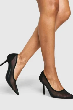 Heels*boohoo Mesh Court Shoes black