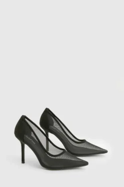 Heels*boohoo Mesh Court Shoes black