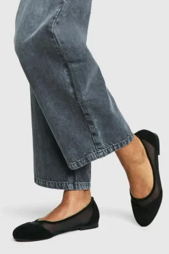 Ballet Flats|Flats*boohoo Mesh Round Toe Ballet Flats black