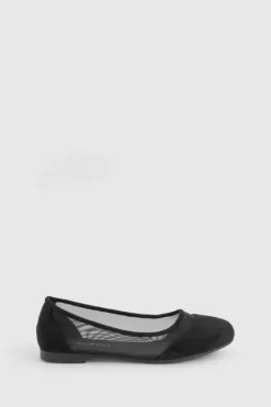 Ballet Flats|Flats*boohoo Mesh Round Toe Ballet Flats black